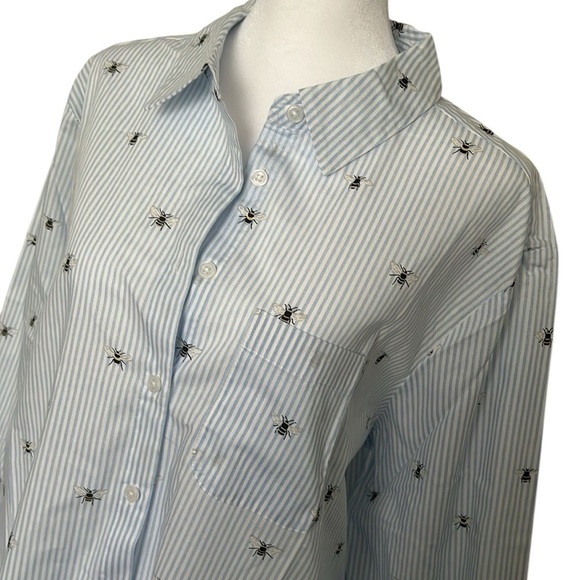 NWOT Lands End Night Shirt Nightgown Blue and White stripe Bees XL / 18 - Picture 3 of 4